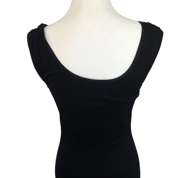 Intimately Free People Black Mesh Bodycon Mini Dress V-Neck Stretch‎ Sz M/L - Picture 4 of 9